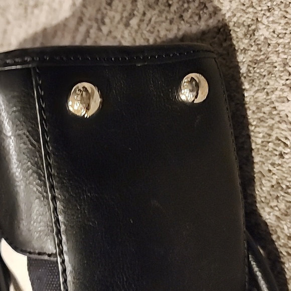 Michael kors Hamilton medium satchel cross body bag. Black/white/gold - Picture 7 of 16